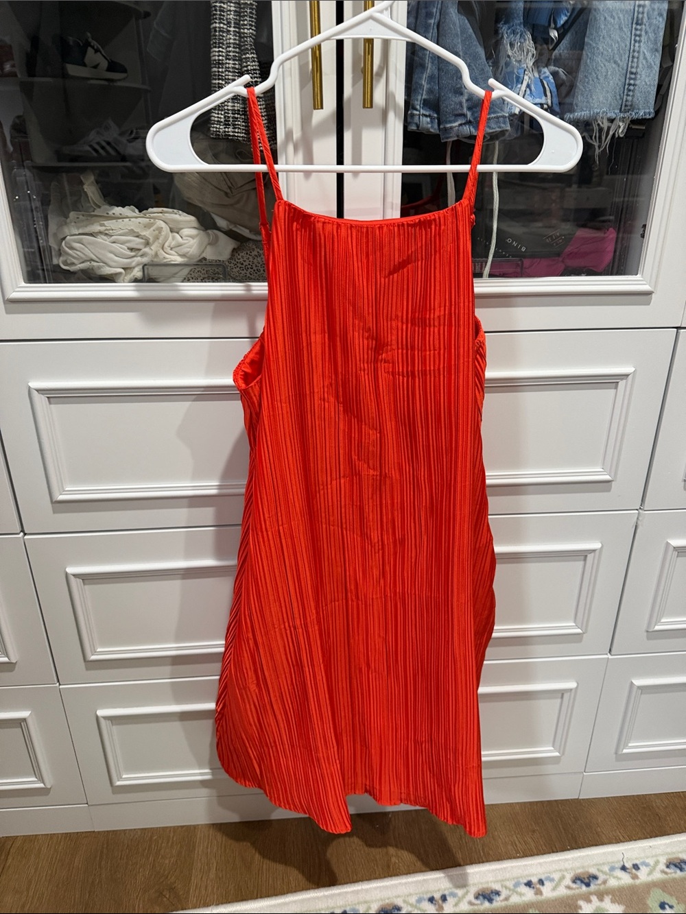 a new day Red Pleated Mini Slip Dress with Spaghetti Straps